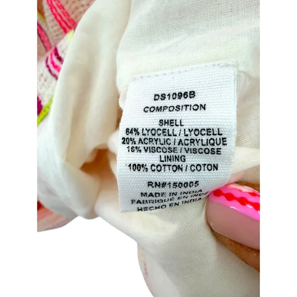 dRA Los Angeles Neon Striped‎ Chevron Tiered Mini Dress Boho Tassel Gauze Cotton - Image 4