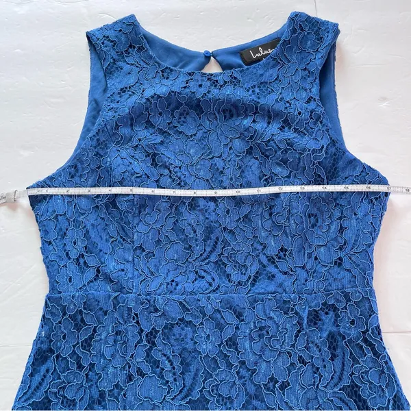 Lulus Rhythm of‎ Love Blue Lace Sleeveless Backless Bodycon Dress LARGE - Image 7