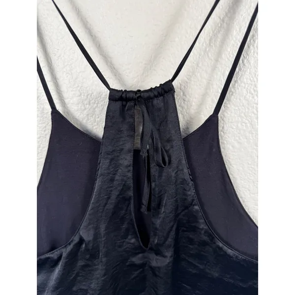 Abercrombie‎ & Fitch Bodysuit Women Medium Black Satin Halter Strappy Sleeveless - Image 4