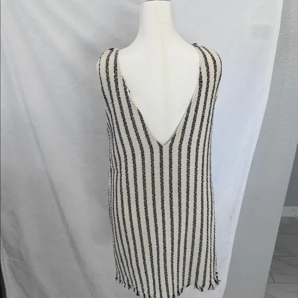 Zara Cream and Black Striped Mini Dress - Image 4