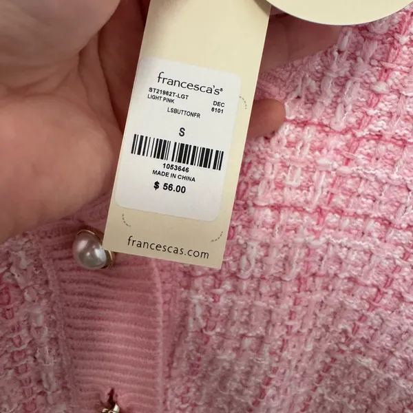 Francesca's Collections Pink Cropped Cardigan Sweater - Image 3