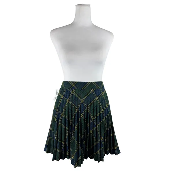 NWT Aritzia Sunday Best Tabby Green & Blue Pleated Mini Skirt - Image 3