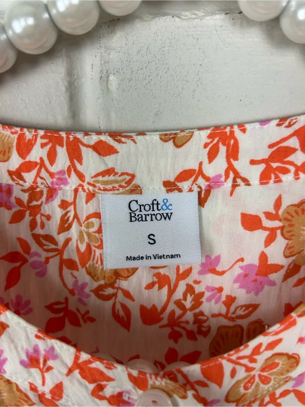 Croft & Barrow Floral Print Button Front Top Size S - Image 6