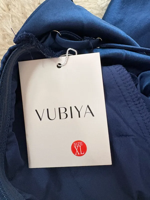 Vubiya Satin Mini Dress Blue Size XL - Image 3