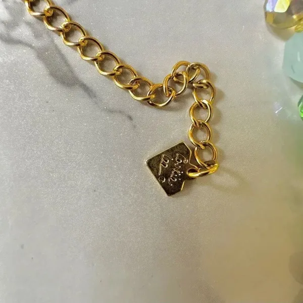 Cookie Lee green glass bead crystal leaf pendant necklace - Image 9