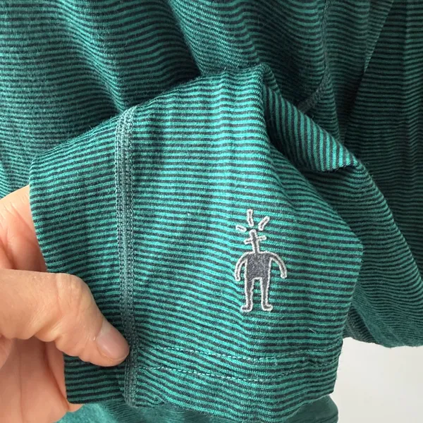 Smartwool Green Striped Lightweight Long Sleeve Top Fitted Wool Athletic - Image 4