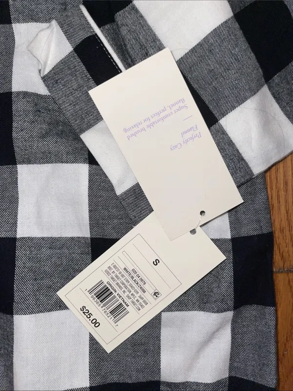 Stars Above Black/White Flannel Button-up Nightgown - Image 2