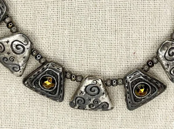 Chico's Silver Tone Wire Rhinestone Bib Necklace - Image 2