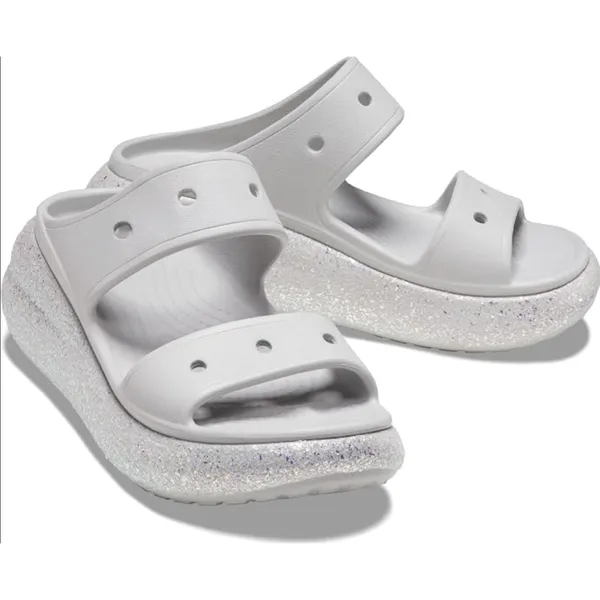 Crocs Classic Crush Glitter Platform Sandals Gray Women’s Size 9 Slip On Chunky - Image 12