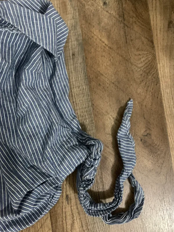 Free People Get Down Blue Striped One Shoulder Crop - Image 3