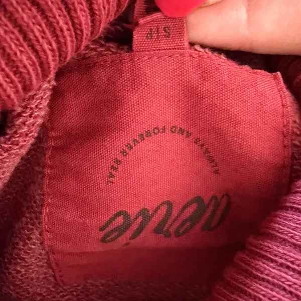 Aerie Womens Burgundy Cropped Mock‎ Neck Sweatshirt Raw Hem FK4556SH Red Small - Image 4