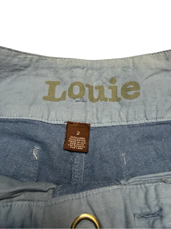 💙 Louie Size 2 Linen Wide Leg Crop‎ Pants Blue Relaxed Fit 33” Waist 💙 - Image 4