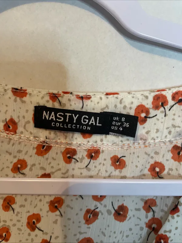 Nasty Gal Plant You See Maxi Dress, Size 4 Deep V-neck Floral Retro 70s Inspired - Image 6