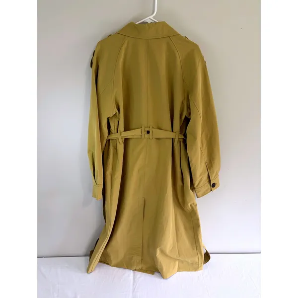 A New Day‎ Womens Large Mustard Yellow Double Breasted Trench Coat with Belt - Image 3