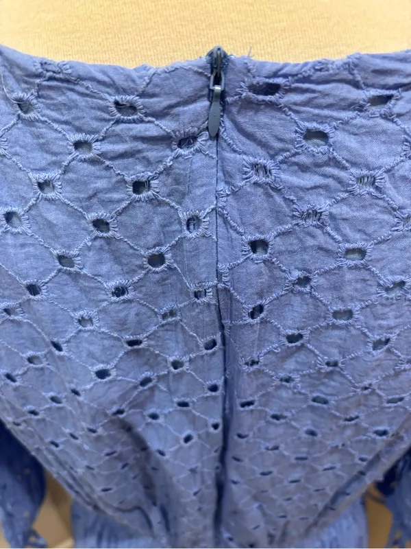 Blue Eyelet Mini Dress Size 14 - Image 4
