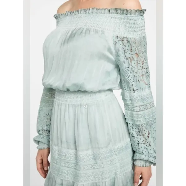 Guess Audrey Off-The-Shoulder Silk Blend Mini‎ Dress XS NWT - Image 4