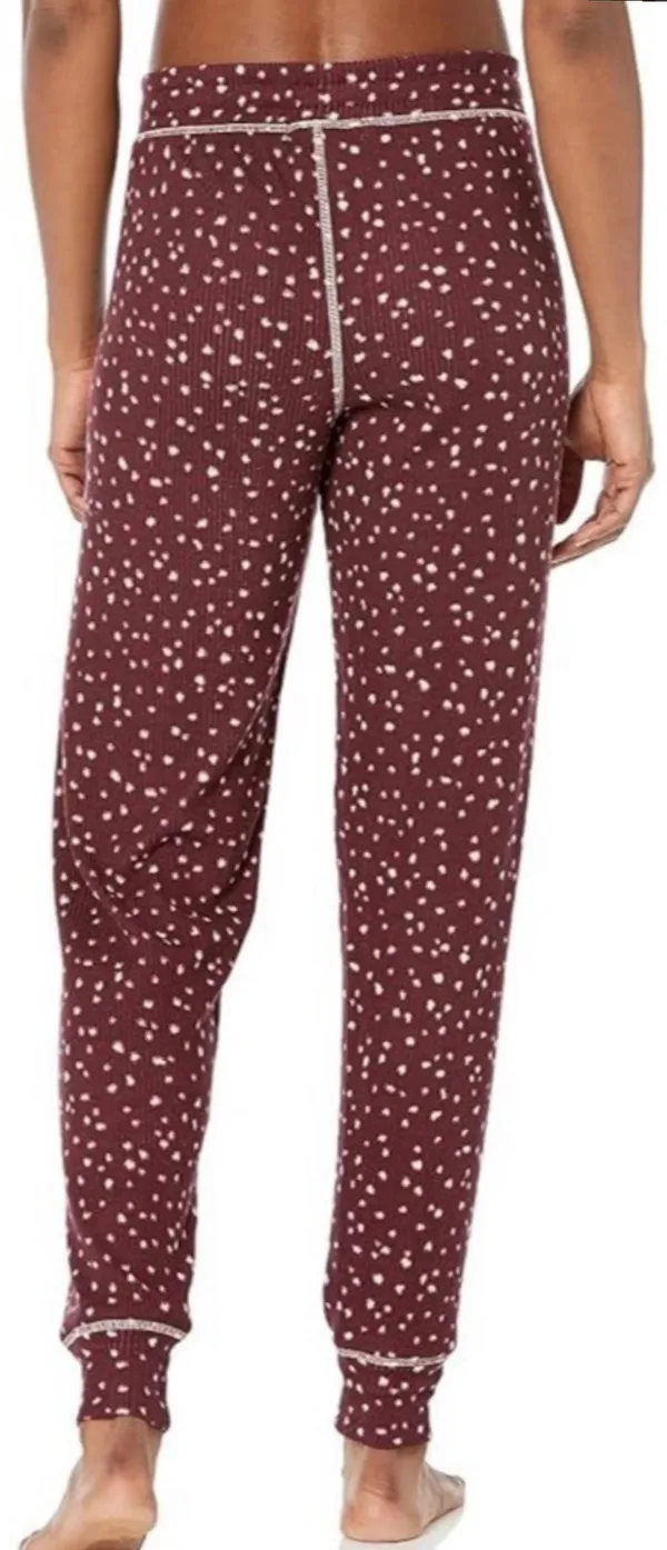 PJ Salvage My Friend Spot Lounge Pajama Jogger Pants Women Large Burgundy NWT - Image 2