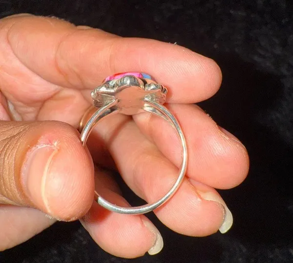 Elegant Silver and Blue Opal Ring - Image 3