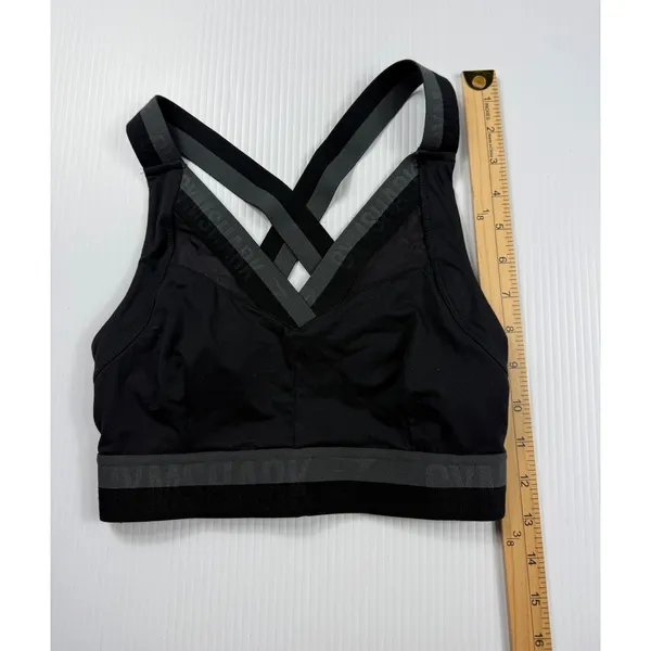 Gymshark Sports Bra Criss Cross Medium‎ Support Activewear Black Size S - Image 3