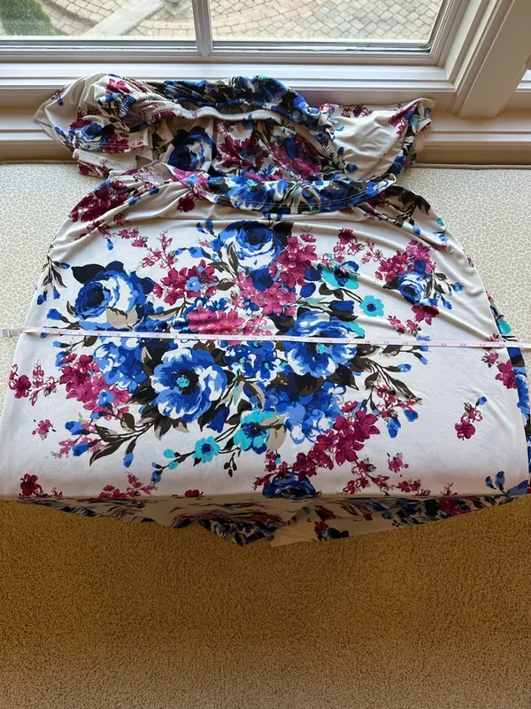 White with bright Blue & Pink Floral On or Off the Shoulder Maxi Dress size 3XL - Image 10
