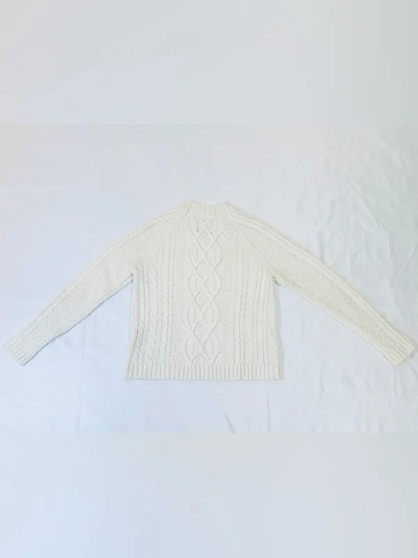 Abercrombie & Fitch Ivory Cable Knit Crewneck Sweater – Ivory – XS - Image 8