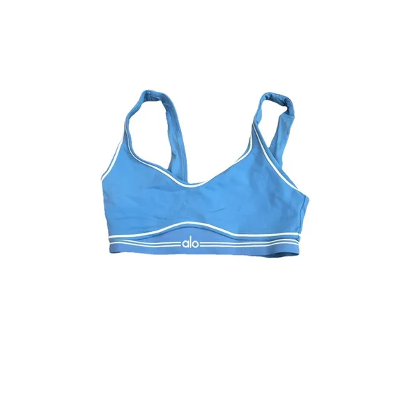 Alo Yoga Crystal Clear Blue Airbrush Heart Throb Set Leggings Bra - Image 2