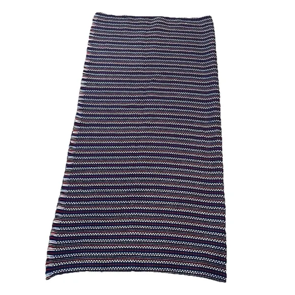 Talbots Fringe‎ Scarf Throw Blanket Red White Blue - Image 5