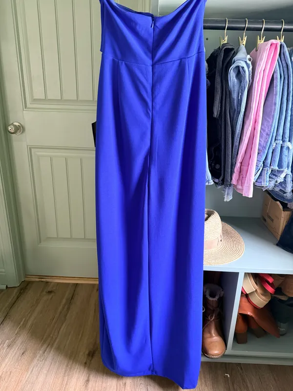 Lulus Extravagant Persona Blue Strapless Cutout Column Maxi Dress - Image 3