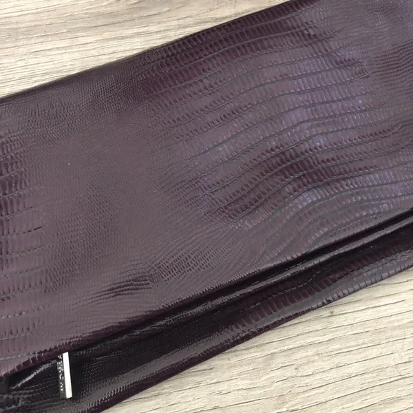 Nordstrom Faux Crocodile Plum Purple Fold Over Clutch Bag - Image 8