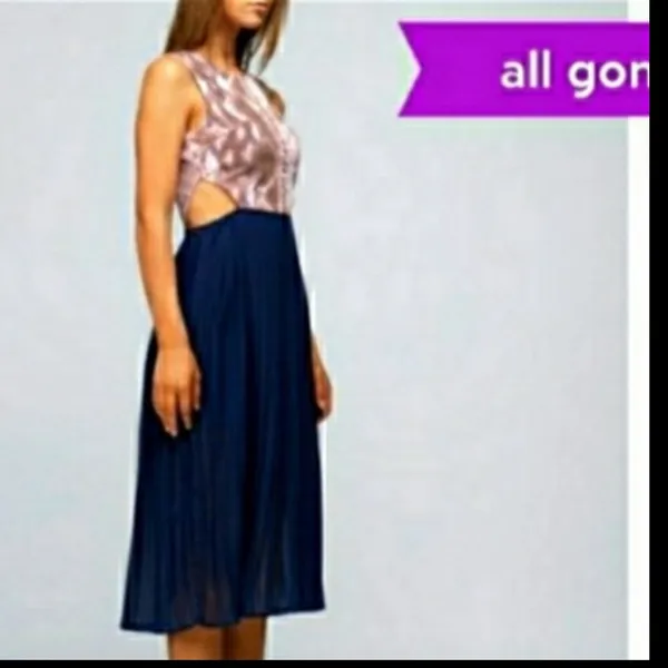 Dance & Marvel pink navy dress snake cutout side pleated NWT - Image 2