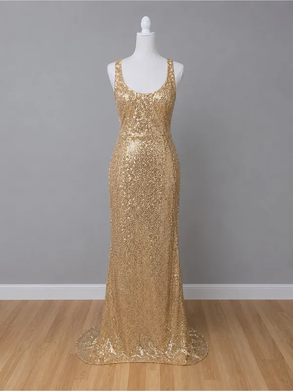#22-13 Gold floor-length evening gown-1X/Size 16 - Image 4