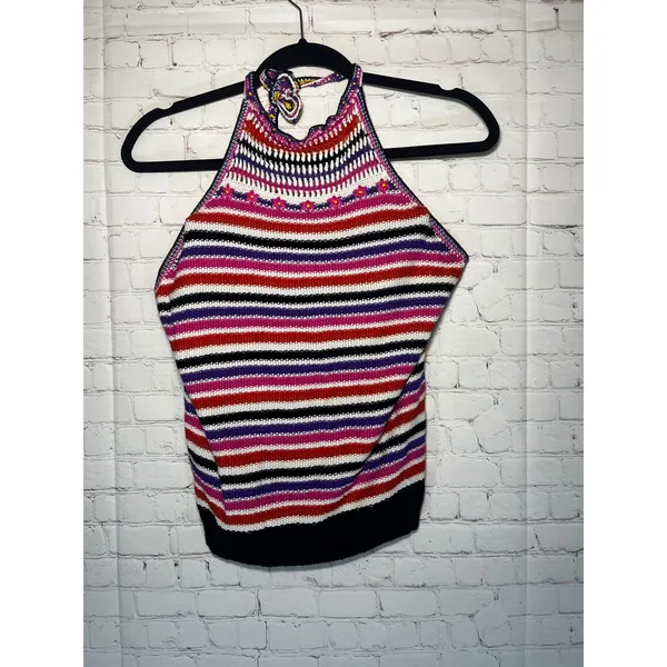 Just Cavalli Y2K Crochet Halter Top‎ Festival Knit Boho Coachella Size S/M - Image 2