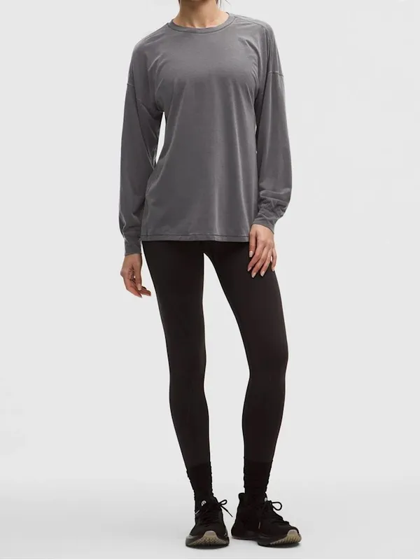 NWT Lululemon EasySet Relaxed Long-Sleeve Shirt dilute Wash graphite gray size 8 - Image 2