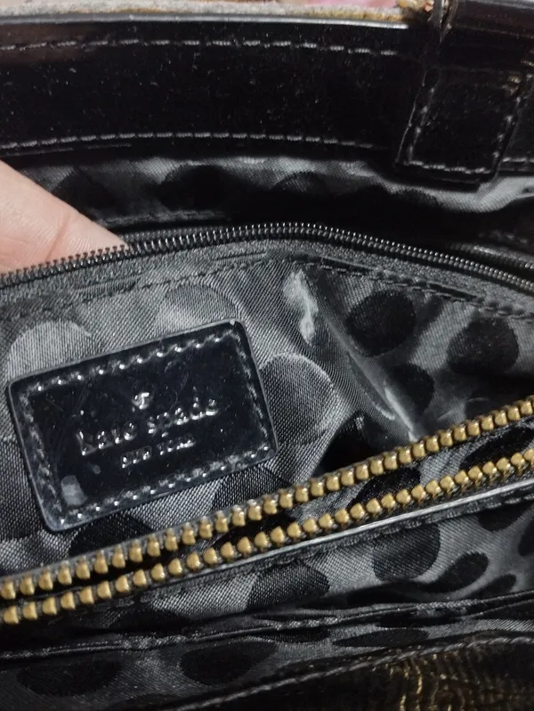 kate spade Gray and Black Quinn Felt Tote with Gold Button Accents - Image 2