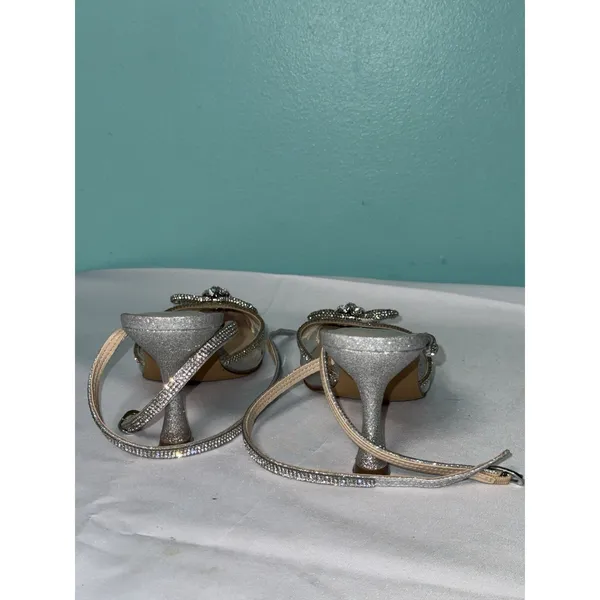Ankis Women's US Size 8.5 Sling Back Comfy Toe Heels Shoes Silver S-621‎ - Image 5