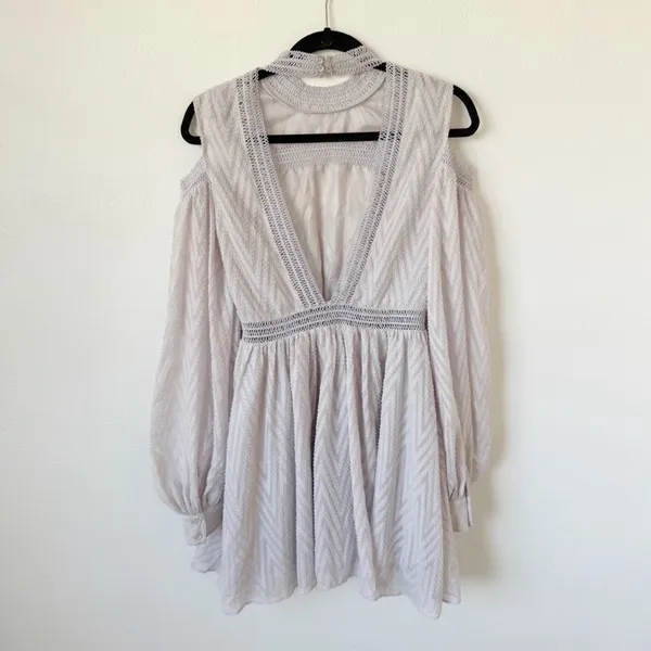Acler Aslan Lavender Cold Shoulder Textured Dress Sz 4 - Image 3