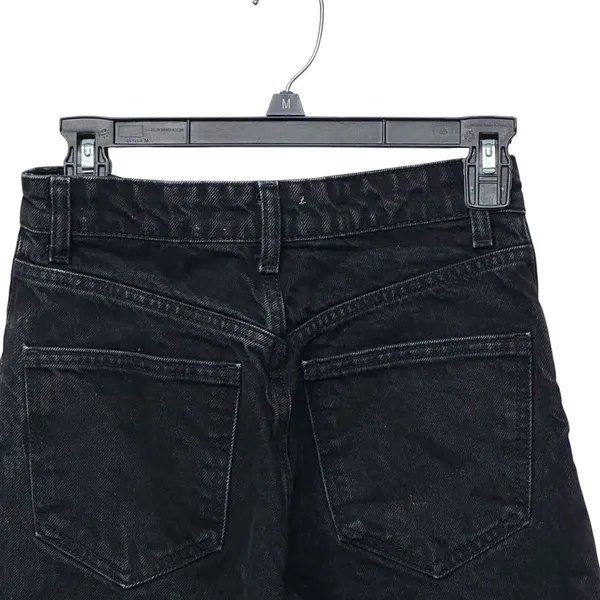 ZARA‎ Black Rigid Denim High Rise Ripped Distressed Wide Leg Full Length Jeans 4 - Image 9