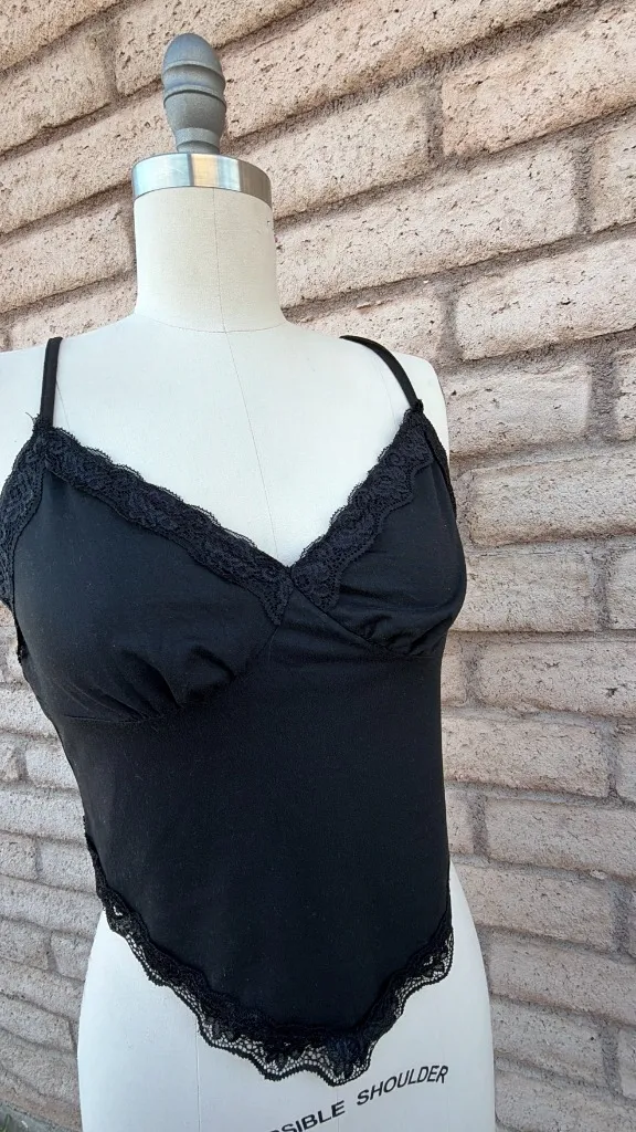 ✨ Shein Black Lace Trim Tank Top | Size L - Image 2