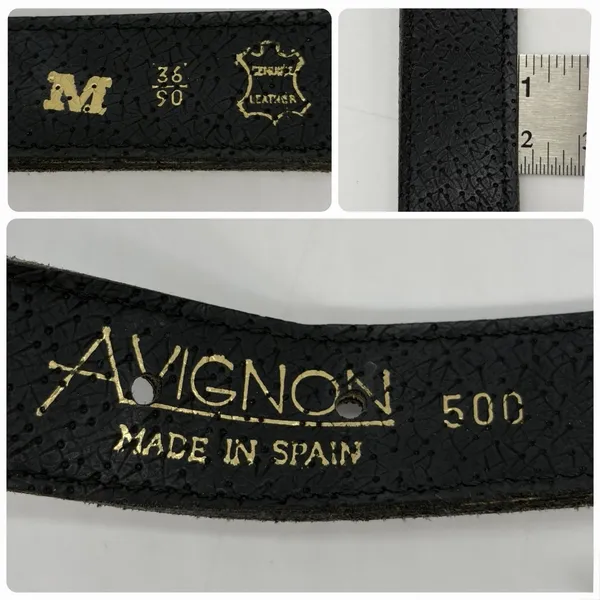 Vintage Avignon Womens M Belt Black Leather Silver & Gold Beading Boho Western - Image 6