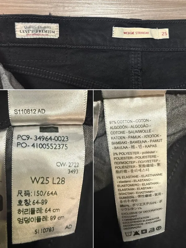 Levi’s Premium Wedgie Straight Ankle Jeans 25 Fits 26x27 Black Sprout $108 - Image 10