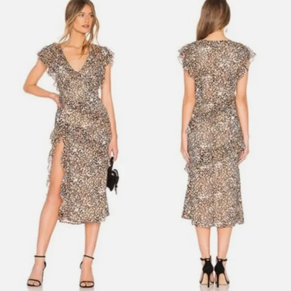 Revolve Majorelle Jasmina Leopard Print Midi Dress‎ Slip Style Party Dress Sz L - Image 2