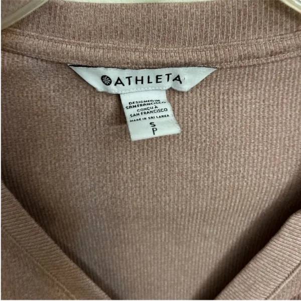 Women’s Athleta Uptempo Pink Mauve Ribbed Henley Long Sleeve Top Size Small - Image 9