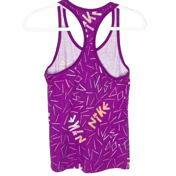The Nike Tee Purple Allover Graphic Logo Athletic Racerback Tank Small - Image 6