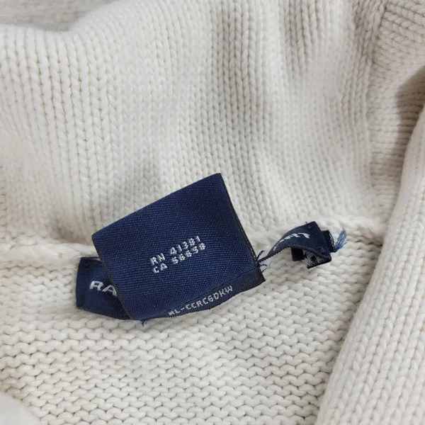 Ralph Lauren Sport Shawl Collar Sweater Womens Small White Preppy Blue Pony - Image 6