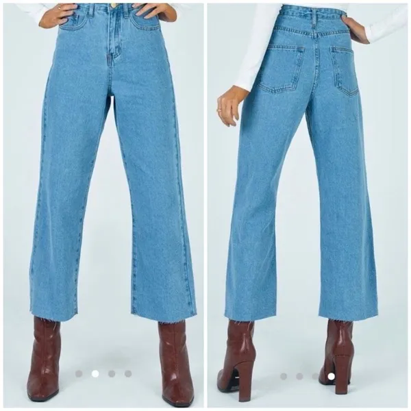 New Princess Polly Ruby Cropped Mid Wash Jean Size 6 - Image 2