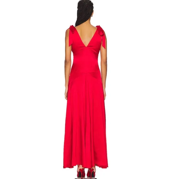Line & Dot Harles Satin Maxi Dress – Red – Size Small New‎ - Image 3