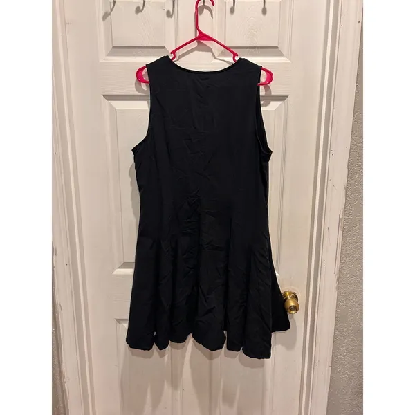 Universal Thread Black Sleeveless Button Front Mini Fit & Flare Dress XL Pockets - Image 5