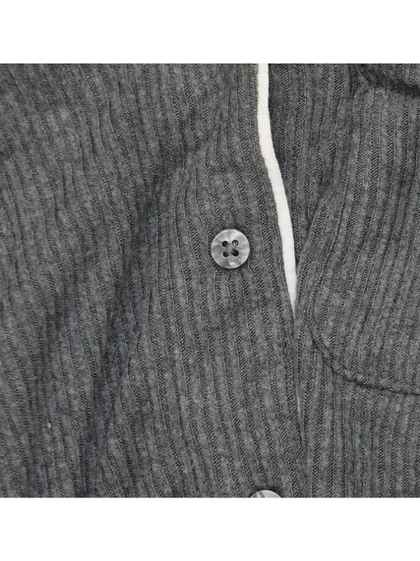 NEW Auden Cozy Ribbed Notch Collar Long Sleeve Pajama Top 94437845 Gray XS - Image 6