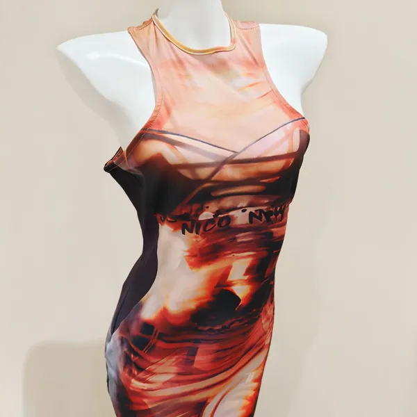 Sleeveless Crew Neck Midi Bodycon Dress - Image 3