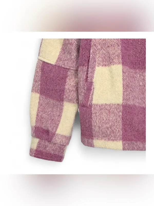 Anthropologie Avec Les Filles Women’s Pink Plaid Zip Crop Top Jacket Size Small - Image 8